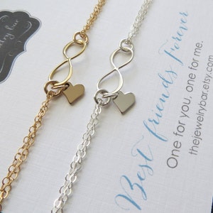 Set di braccialetti condivisibili Bff per 2, cuore infinito, uno per te uno per me, regalo di compleanno di Natale, gioielli di amicizia a lunga distanza