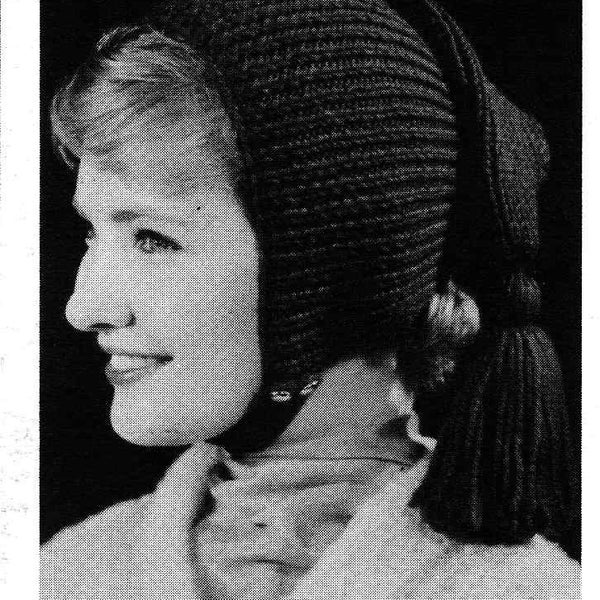 PATTERN Vintage Winter Stocking Cap with Chin Strap KNITTING PATTERN Long stocking cap with tassel