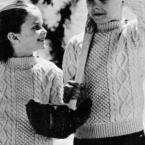 PATTERN Vintage Child Size Aran Sweater PDF File to Knit. Children&#39;s Cable knit sweater pattern. Vintage, classic, cable knit sweater Unisex