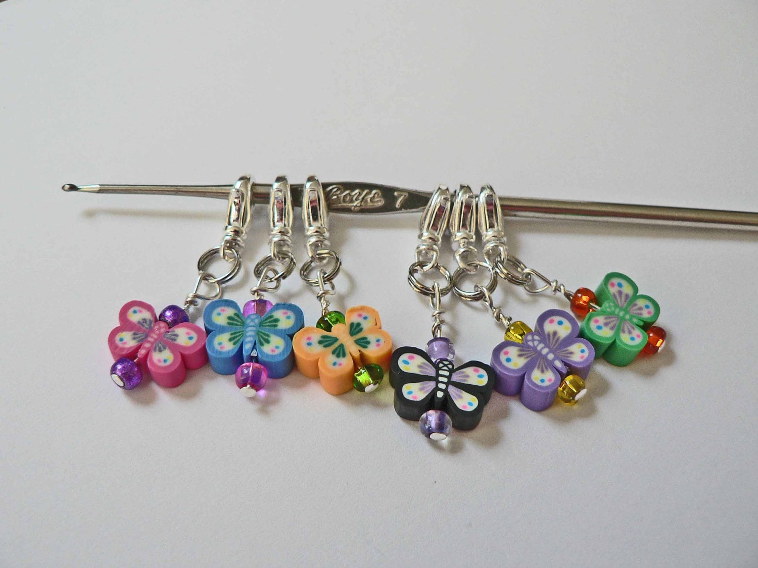 Cute Clay Crochet Stitch Markers YOU CHOOSE a set of 6 Flowers Etsy