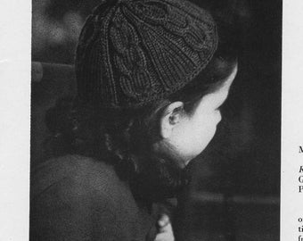 1946 Vintage Cable Knit Childrens Beanie Cap Hat