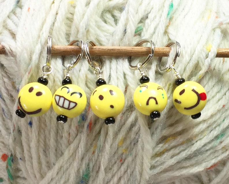 Yellow Emoji Stitch Markers Set of 5 Cute & Fun No Snag KNIT Etsy