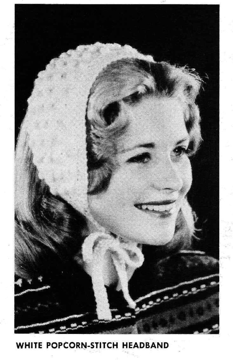PATTERN Vintage Headband to Knit PDF Pattern Ear Warmer Popcorn Stitch Headband. Ice Skating Figure Skating Ear Warmer image 1