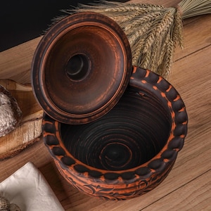 LEAD-FREE Clay Cooking Pot | Clay Pot for Cooking with Lid | Big ceramic pot | Art Pottery Clay | Organic Terra Cotta | Kitchenware