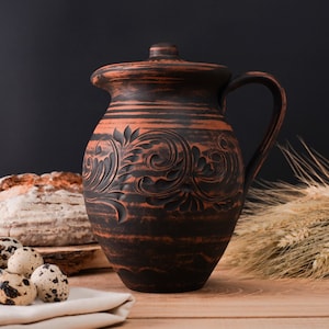 Handmade Milk Fired Jug | Pitcher wine | Jug with handle | Clay pot for water | Handmade Milk Fired Jug | Unglazed pottery | Eco friendly