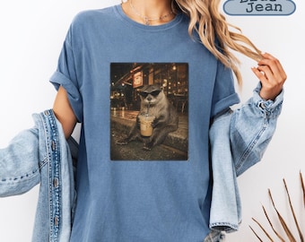 Funny Otter Drinking Iced Coffee, Comfort Colors® Animal Meme Lover Gift Shirt