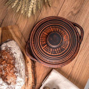 Cooking Pot with Lid and handles | Big ceramic pot | Ceramic honey pot | Clay Kitchen Pots | Mexican pottery | Art Pottery Clay | Boho decor