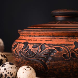 LEAD-FREE Clay Cooking Pot | Clay Pot for Cooking with Lid | Earthen Kadai | Curry, Biryani Pot | Clay Pot | Curry Pot | Kitchenware