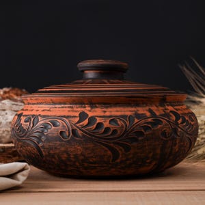 Clay Pot | Clay Pot for Cooking with Lid | Earthen Kadai | LEAD-FREE Clay Cooking Pot | Curry, Biryani Pot | Gift for home