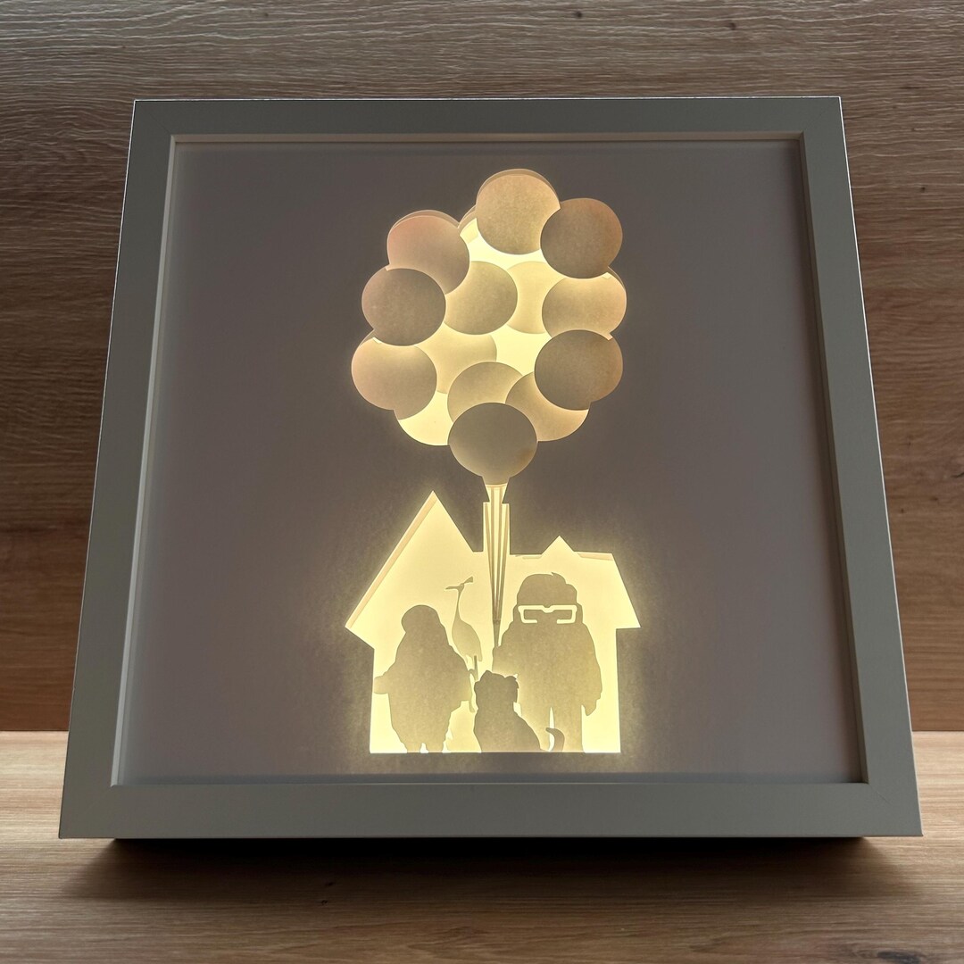 Led Shadow Box Space UP Light Box | Disney LED Shadow Box | Pixar Wall Art Lamp - Etsy