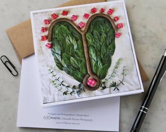 Heart Hanger Mandala Note Card with 5x5 square envelope, blank inside