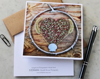 Heart Shell-ter Mandala Note Card with 5x5 square envelope, blank inside