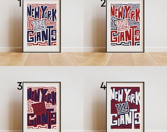 New York Giants Poster – Bold Abstract Football Wall Art (4 options)