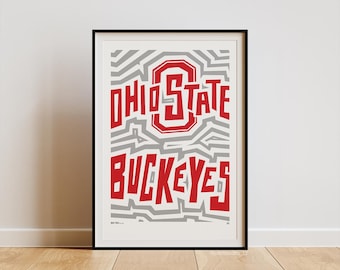 Poster Buckeyes staat Ohio – Gedurfde abstracte voetbalmuurkunst