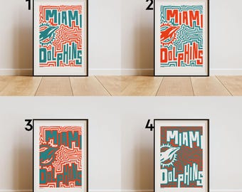 Miami Dolphins Poster – Bold Abstract Football Wall Art (4 options)