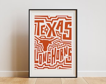 Poster Texas Longhorns – Art mural abstrait audacieux football