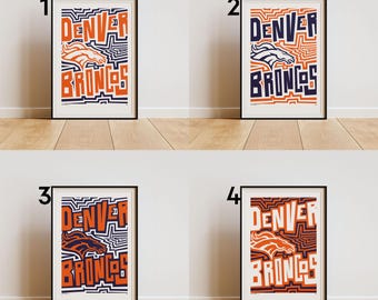 Denver Broncos Poster – Bold Abstract Football Wall Art (4 options)