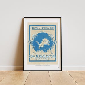 Retro NFL Postal Print - Detroit Lions