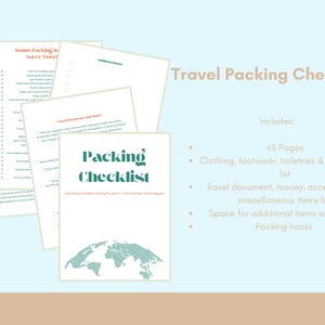 Printable Travel Packing Checklist | A4 PDF Holiday Packing List | Digital Trip Planner | Vacation Essentials List