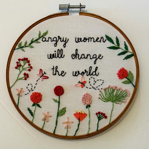 Angry Women Will Change The World Handmade Embroidery Gift Feminism Birthday Feminist Housewarming Anniversary Holiday Seasonal Decor