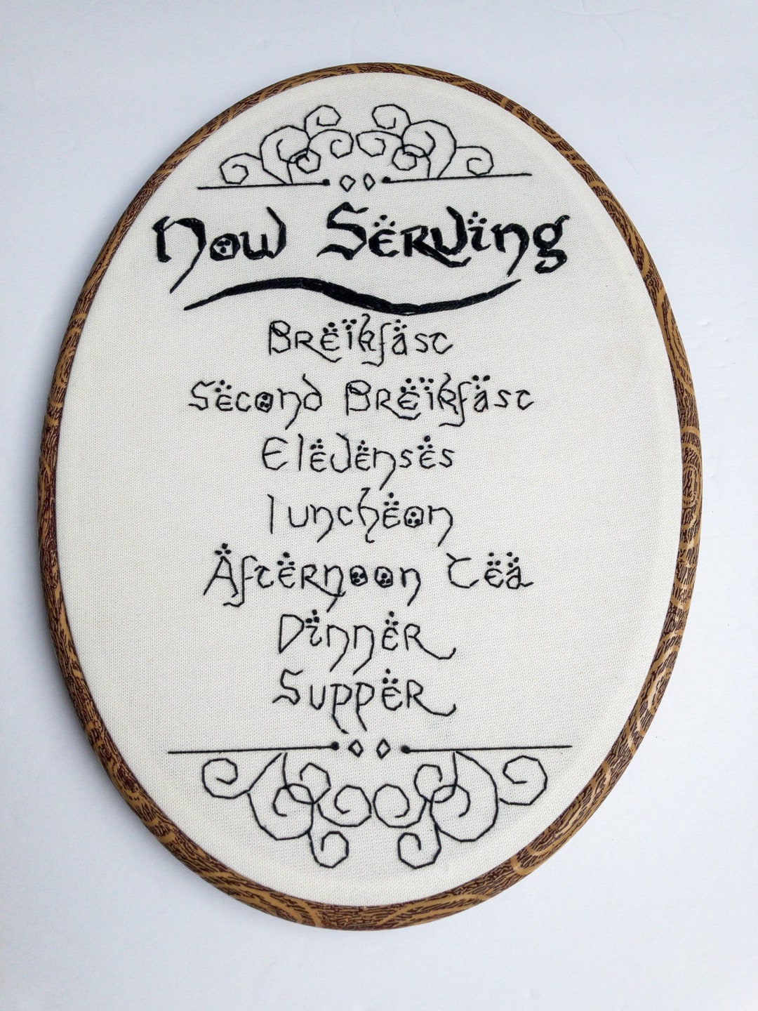 Hobbit Menu Handmade Embroidery Gift Funny Birthday Housewarming ...