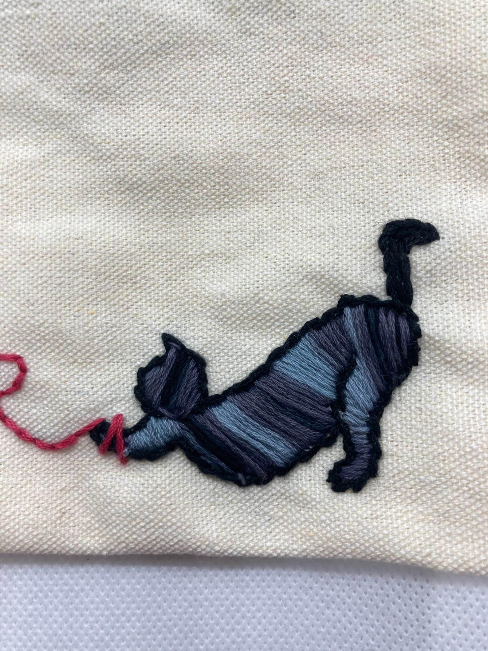 Cat Kitten Chasing Yarn Gift Cute Handmade Embroidered Makeup Etsy