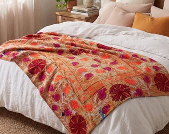 Manta Kantha de lujo Vintage Suzani - Willow Dusk