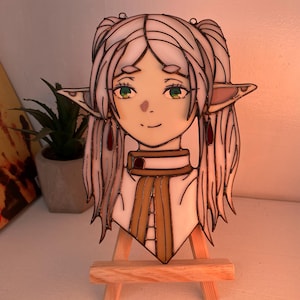 Elven Stained Glass Panel: Fantasy Character Window Hanging