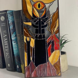 Stained Glass Gothic Tower Suncatcher, Fantasy Castle Wall Art, Dark Academia Bookish Window Decor, Medieval Tower Stained Glass, Decor Gift