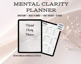 Mental Clarity Planner | Brain Dump, Weekly, Habit Tracker (Digital Download)