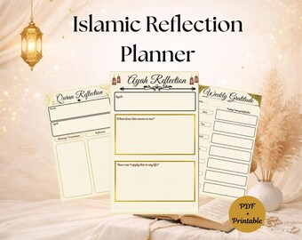 Islamic Reflection Journal | Quran, Ayah, Gratitude, Dua Planner (PDF Download)