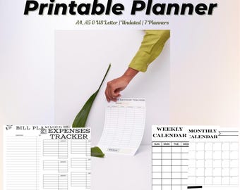 Minimalist Planner Printable | Undated Monthly, Weekly, Daily (PDF Download A4/A5/US Letter)