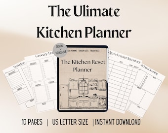 Kitchen Reset Planner | Meal, Grocery, Pantry, Cleaning Checklist (Digital Download)