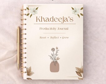 Personalized Floral Journal Cover | Custom Productivity, Reflection (Digital PDF)