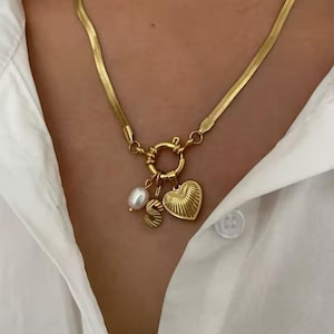 Colar de letras, colar com iniciais, colar personalizado, colar de alfabeto, colar de ouro, colar de coração, colar banhado a ouro, colar de aço inoxidável