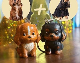 Ensemble de porte-clés personnalisés pour chien imprimés en 3D : cadeau pour les amoureux des animaux de compagnie peint à la main