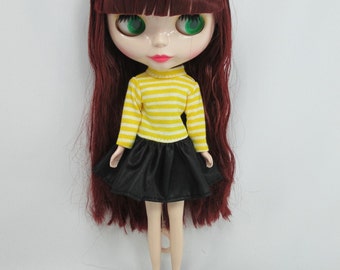 Blythe Dal Doll Outfit Handcrafted clothing Tee-shirt Basaak # Strips T-34