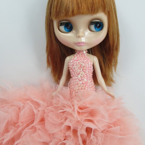 Blythe Outfit Clothing Cloth Fashion handcrafted beads tutu gown dress  956-3