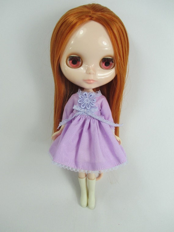 Handcrafted long sleeve dress outfit miniature for Blythe doll 957-16