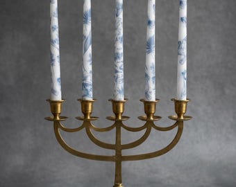 Vintage Swedish Brass Candelabra 5 Arm, Mid Century Scandinavian Candle Holder, Elegant Minimalist Decor