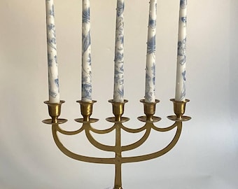 Vintage Swedish Brass Candelabra 5 Arm, Mid Century Scandinavian Candle Holder, Elegant Minimalist Decor