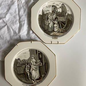 Antique Adams Cries of London Plates, Old London street scene