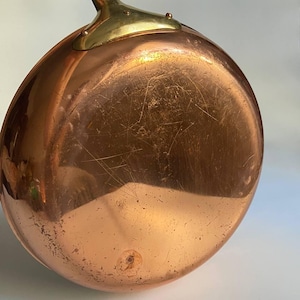 Vintage Danish Copper Frying Pan with Tin Lining / Mid Century Cookware, Scandinavian Kitchen Decor