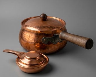 Vintage Schweizer Kochgeschirr-Set, gehämmerter Kupfertopf mit Deckel und Spiritusbrenner, Fondue-Set