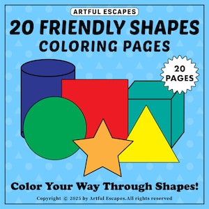 Dibujos para colorear de figuras geométricas para niños / Material imprimible para aprender geometría (20 páginas)