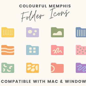 Íconos de carpetas Memphis Pastel: Escritorio de Mac y Windows (Descarga digital)