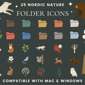 Nordic Winter Folder Icons: Cozy Scandinavian Desktop Theme (Mac & Windows Digital Download