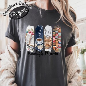 Bookish Mama Comfort Colors T-Shirt, Book Lover Mom Tee, Cozy Reading Shirt for Moms, Mother&#39;s Day Readers Shirt, Literary Mama Gift