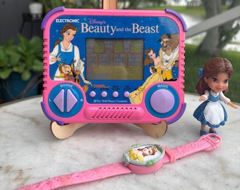 Vintage Beauty and the Beast Tiger Electronics Game, bellefiguur, horlogebundel (jaren 90)