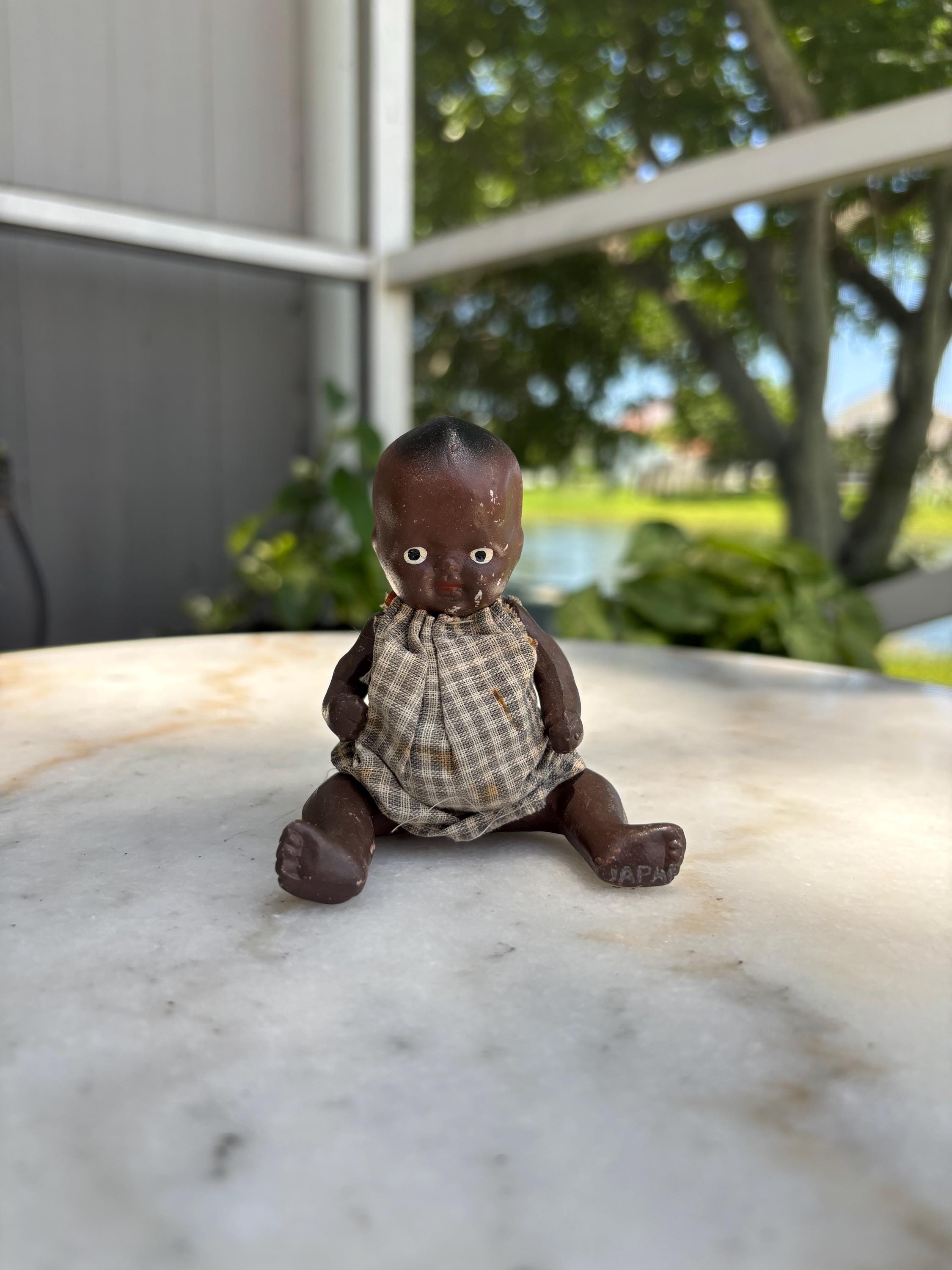 Vintage Black Baby Doll Marked Japan | Miniature Bisque